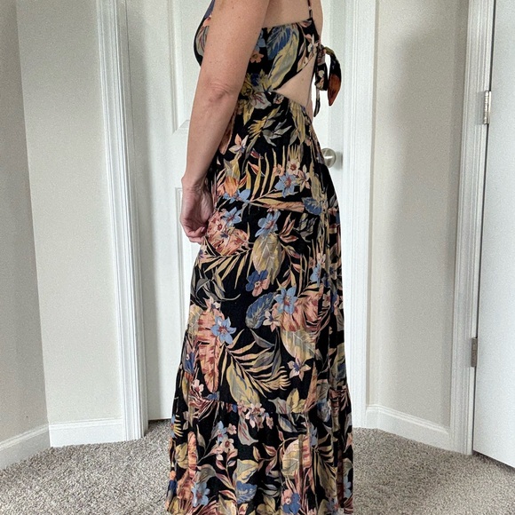 Angie Black Floral Maxi Dress